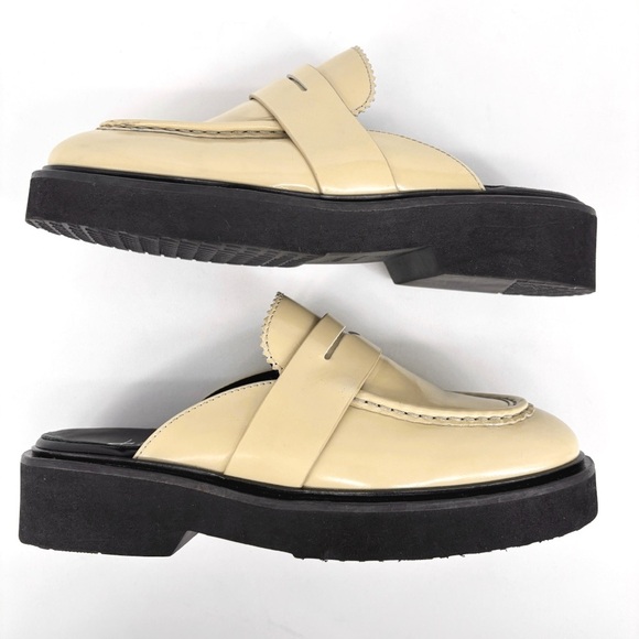 AQUATALIA | Michelina Leather Penny Loafer Mules in Cream | Sz 8 - Picture 7 of 12